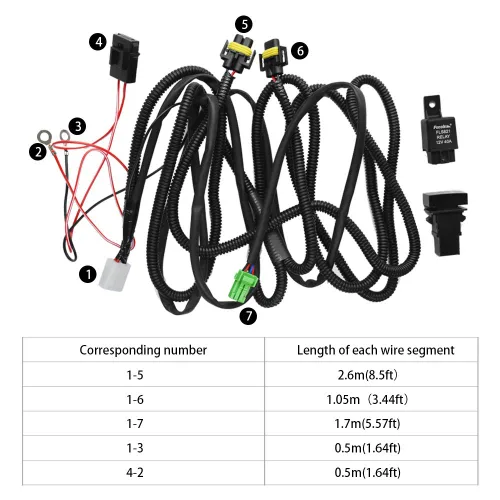 Vista 6 de H11 880 881 H9 H8 Lámpara de luz antiniebla Arnés de cableado Conector de cable con relé de 40 A e interruptor de encendido/apagado Kits apto