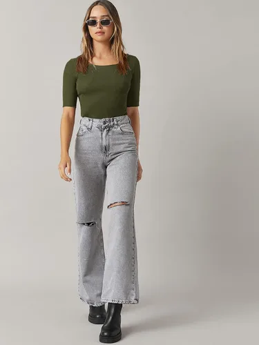 Vista 5 de SheIn Body básico de manga corta con cuello redondo para mujer