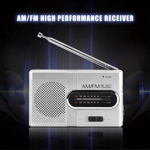 Vista 5 de Radio estéreo - AM/FM, funciona con batería, antena telescópica, altavoz grande, conector para auriculares