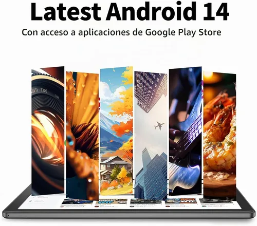 Vista 3 de PRITOM Tabletas de 10 pulgadas, TAB10 Android 14 Tablet, Quad-Core, WiFi, 32 GB, 6000mAh, pantalla HD IPS, cámara dual, Bluetooth (gris)