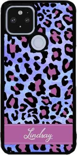 Vista 9 de Funda de goma negra personalizada con estampado de leopardo rosa y azul compatible con Google Pixel 10, 10 Pro, 10 Pro XL, 9a, 9 Pro, Pixel 9, Pixel