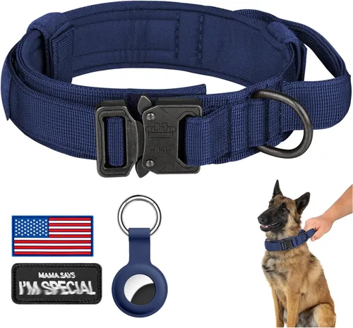 Vista 23 de DAGANXI - Collar táctico para perro, collar ajustable de nailon para adiestramiento con asa de control y hebilla, para perros medianos y grandes