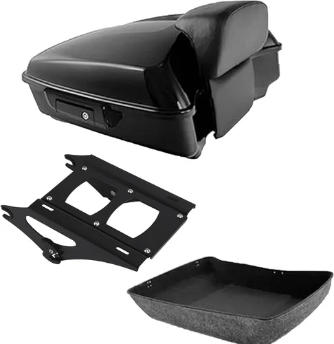 Vista 6 de TCMT Pestillos Negros de 10.7" para Maletero Cortado, Almohadilla de Respaldo, Luz Trasera LED con Señal de Giro Compatible con Harley Touring