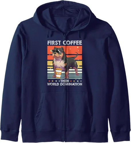 Vista 5 de Bulldog Coffee Breed Dog - Pet American Bully Zip Hoodie