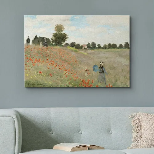 Vista 21 de wall26 Prado con álamos por Claude Monet - Arte moderno impresionista, arte en lienzo para el hogar, 12 x 18 pulgadas
