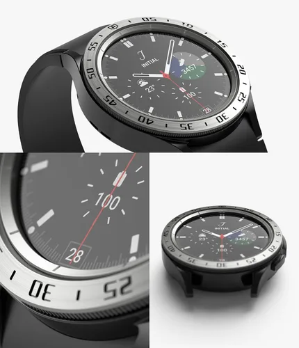 Vista 5 de Ringke Estilo de bisel interior compatible con Samsung Galaxy Watch 4 Classic 1.654 pulgadas, acero inoxidable antiarañazos anillo interior bisel