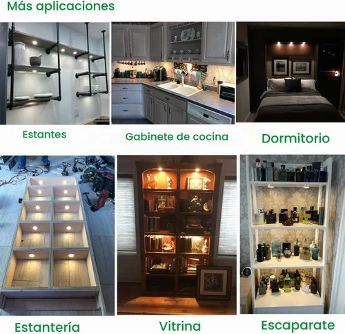 Vista 7 de AIBOO Iluminación LED enlazable para debajo del gabinete, luces de disco regulables de 12 V con control remoto inalámbrico de RF, cableado y enchufe