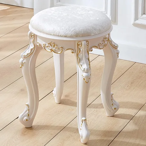 Vista 7 de Taburete de tocador, taburete de maquillaje, banco acolchado, asiento de piano en dormitorio, baño, pata de acero de plástico ABS, 16.9 in