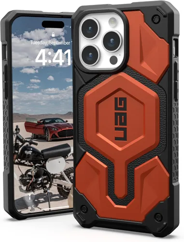 Vista 12 de URBAN ARMOR GEAR UAG - Funda compatible con iPhone 15 Pro Max de 6.7 pulgadas, Monarch Pro negro, imán integrado compatible con carga MagSafe, funda
