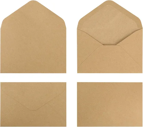 Vista 2 de ValBox 100 sobres de papel kraft marrón de 4.1 x 2.75 pulgadas, pequeños bolsillos sobre para tarjetas de regalo, tarjetas de notas pequeñas