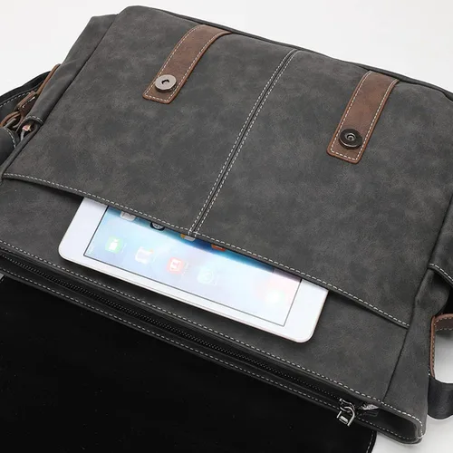 Vista 3 de NZ SIXVONA Bolso de mensajero para hombre, bolso vintage de piel sintética para hombre, resistente al agua, maletines para iPad, bolso cruzado