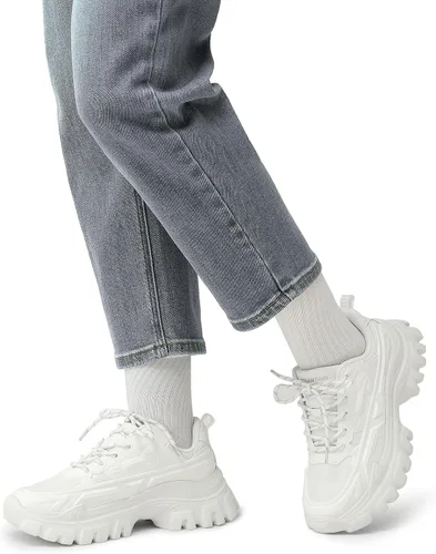 Vista 7 de DREAM PAIRS Zapatos deportivos gruesos de moda para mujer, con plataforma y cordones cómodos