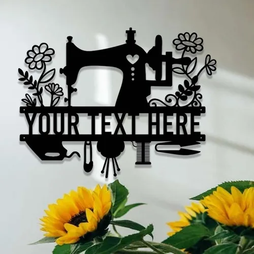 Vista 17 de Letrero de metal personalizado para máquina de coser, arte de pared personalizado para habitación, para mamá, abuela, nana, mimi, alcantarillas