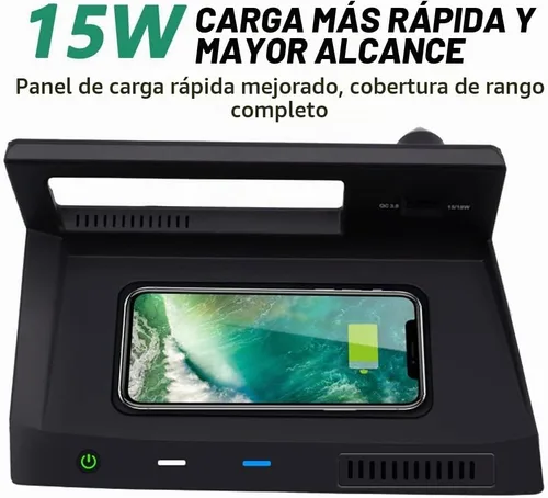 Vista 5 de Cargador de coche inalámbrico para VW Tiguan 2018 2019 2020 2021, almohadilla de carga rápida Qi de 15 W para iPhone Galaxy, accesorio de consola