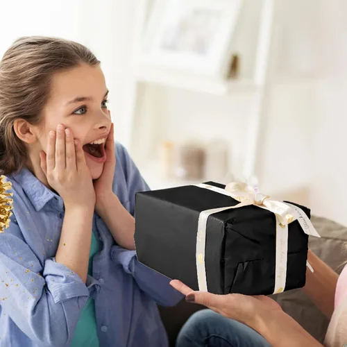 Vista 6 de 50 hojas de papel de seda negro para bolsas de regalo, papel de seda negro a granel para bodas, cumpleaños, proyectos de bricolaje, Halloween