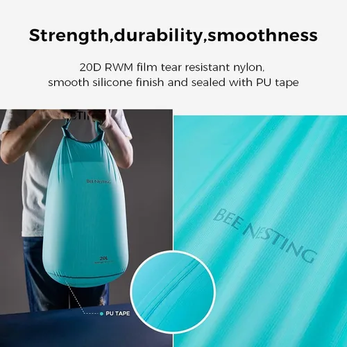 Vista 6 de Bee Nesting Juego de bolsas secas ultraligeras para mochileros, saco seco impermeable para camping, senderismo, motocicleta, saco de cosas ligeras