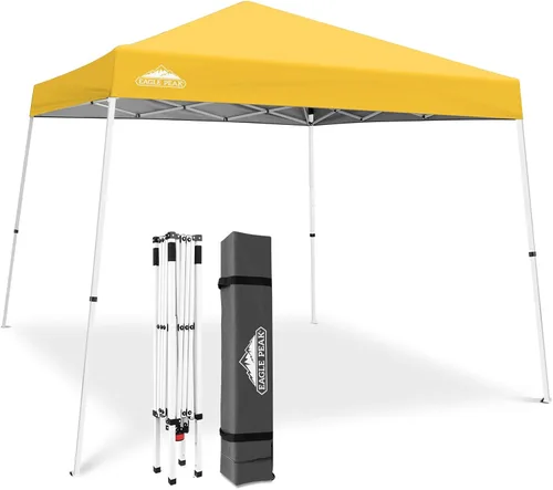 Vista 34 de Eagle Peak - Pérgola plegable (10.0 x 10.0 pies), patas inclinadas, de tela, para exteriores, fácil de montar, Negro