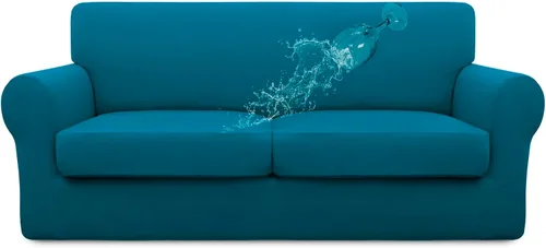 Vista 69 de Easy-Going Funda de sofá 100% impermeable doble de 3 piezas, elástica, suave, para perros, para sofá de 2 cojines separados, protector de muebles a