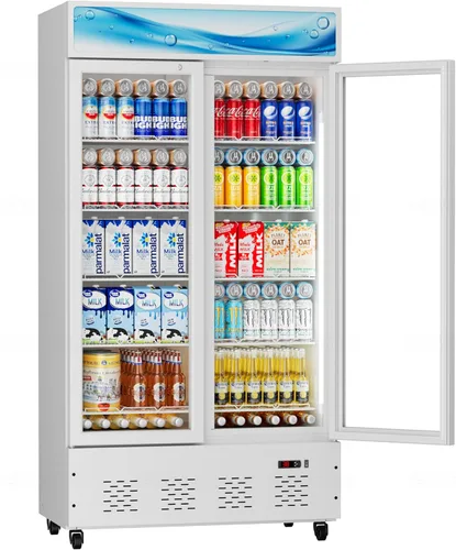 Vista 7 de 11 Cu.ft White Commercial Display Refrigerator Cooler,Glass Door Beverage Refrigerators with LED Light and 5 Shelves