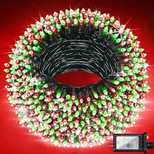 Vista 18 de Paquete de 2 Total 200 Pies 600 Luces LED de Navidad en Cadena, Luces de Árbol de Hadas Blanco Frío Conectables, 8 Modos y Temporizador Luces