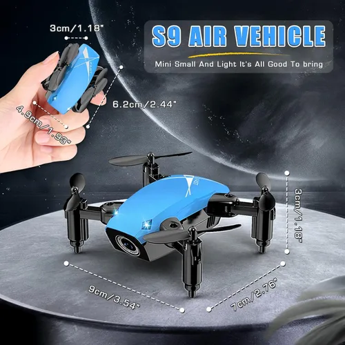 Vista 2 de Drones para niños con cámara, mini juguete cuadricóptero RC con alas plegables, control de voz y gestos, retención de altitud, protector de hélice