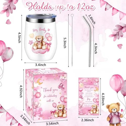 Vista 2 de Hoolerry Juego de 6 tazas para baby shower, vaso de acero inoxidable de 12