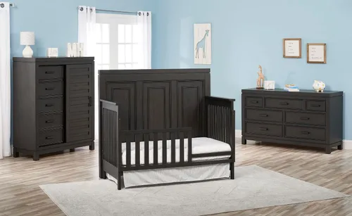 Vista 4 de Soho Baby Manchester - Kit de conversión de riel de protección de cuna a cama infantil, hierro negro liso, certificado GreenGuard Gold