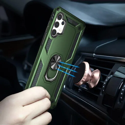 Vista 5 de Yiakeng Funda para Galaxy A32 5G, Samsung A32 5G, fundas protectoras de grado militar con anillo para Samsung Galaxy A32 5G (verde militar)