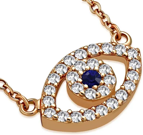 Vista 10 de Collar con colgante CZ mal de ojo azul blanco de plata de ley 925