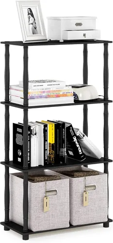 Vista 81 de Furinno Turn-N-Tube - Estantes de almacenamiento, estante para libros de 3 niveles, estante esquinero, estantes abiertos sin herramientas