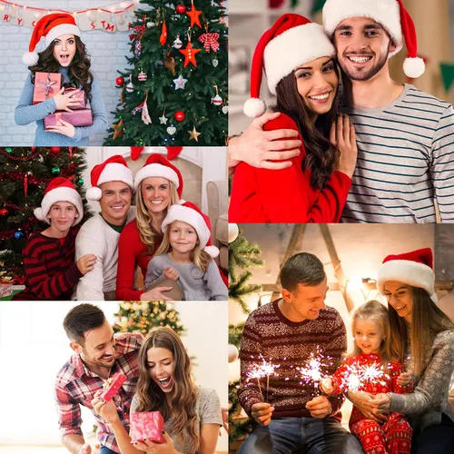 Vista 7 de American Trends Gorro de Papá Noel, gorro de Navidad cálido para invierno, gorro holgado de punto trenzado para adultos, mujeres y hombres, fiesta