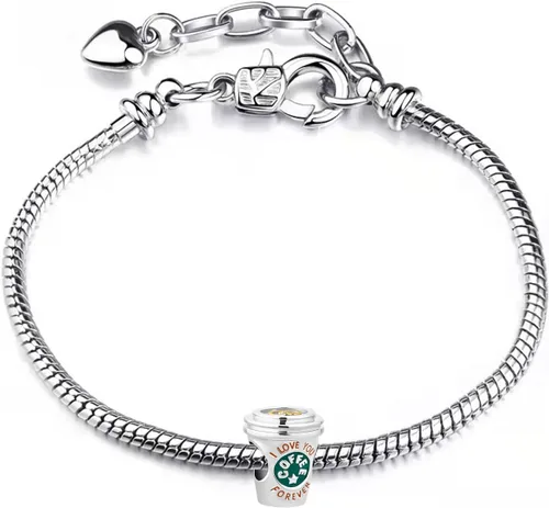 Vista 4 de Abalorio de taza de café para amantes del café, compatible con pulseras Pandora