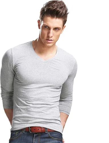 Vista 16 de XUDIAN. Camiseta de manga larga para hombre, cuello redondo