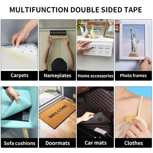 Vista 4 de Birllaid - Cinta de tela multifuncional de doble cara, cinta transparente para ropa, cinta adhesiva de doble cara para alfombras resistente de 1