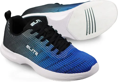 Vista 3 de ELITE Men's Wave BlackBlue Lace-up Medium Width Bowling Shoes - Universal Soles for Right or Left Handed Bowlers - Soft, Breathable Lightweight