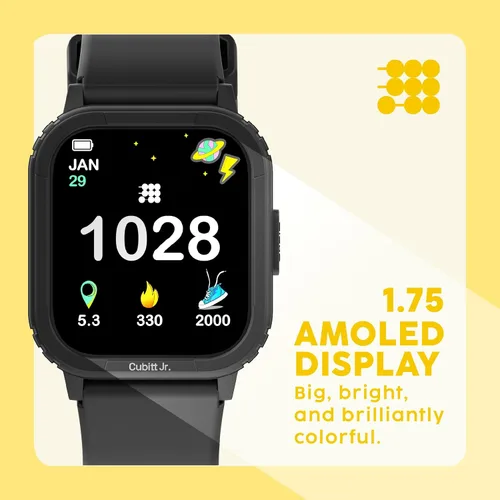 Vista 4 de Cubitt Jr - Reloj inteligente con rastreador fitness para niños y adolescentes, con temperatura corporal de 24 horas, juegos, contador de pasos