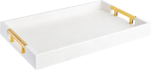 Vista 19 de Home Redefined - Moderna y elegante bandeja rectangular de 17.5 x 12 pulgadas, estilo shagreen, color azul bebé claro, con aspecto de cuero falso