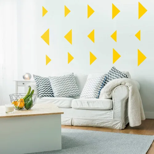 Vista 2 de Juego de 15 calcomanías de vinilo para pared, patrones triangulares sólidos, de 3 a 9 pulgadas cada uno, decoración moderna para el hogar