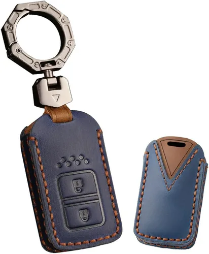 Vista 12 de ontto Funda de llavero de 2 botones para llave remota inteligente Honda, protector de llave de cuero para llave de coche, Negro