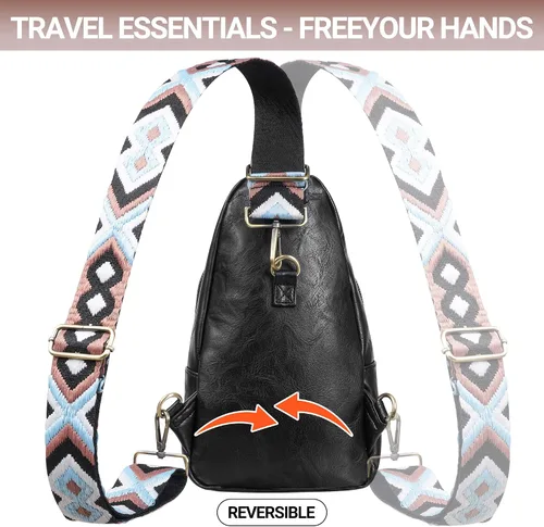 Vista 7 de KFXFENQ Bolso bandolera para mujer, de piel sintética, bolso bandolera pequeña, mochila cruzada multiusos para el pecho, para mujer, ciclismo
