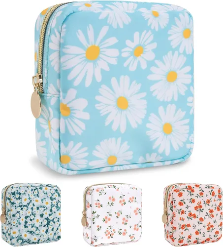 Vista 33 de izuzta Nylon Lager Pequeño Slim Mini Maquillaje Bolsa Organizador, Beige, Viajes