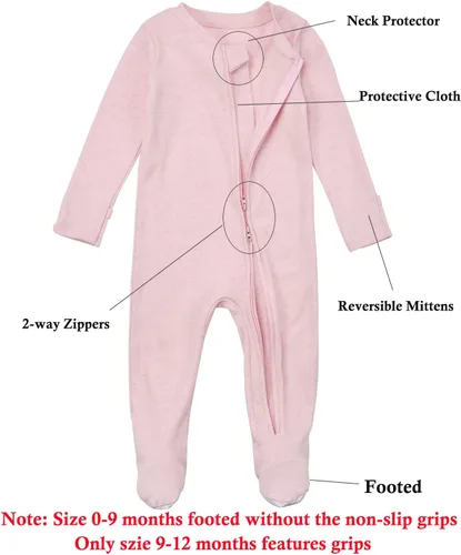 Vista 2 de Aablexema Pijama de bebé con mitones, 3 piezas, ropa de dormir de algodón con pies para bebé