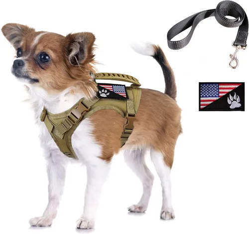 Vista 7 de Arnés táctico para perro, chaleco táctico para cachorros, con mango de goma, K9, ajustable y militar, chaleco para mascotas, arnés