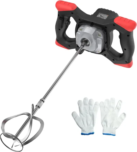 Vista 11 de IMAYCC Mezclador de cemento de mano, mezclador de concreto portátil, taladro de mezcla de 6 velocidades de 110V, mezclador de taladro de 2100W