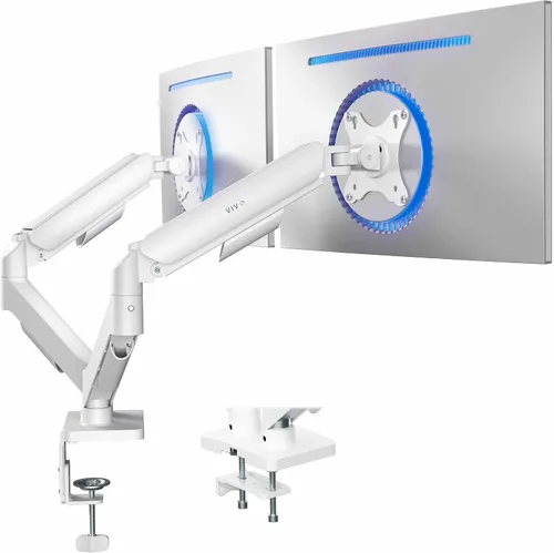 Vista 12 de VIVO Monitor dual de hasta 32 pulgadas y 19.8 libras por pantalla, soporte de escritorio con brazo neumático, contrapeso articulado, soporte VESA