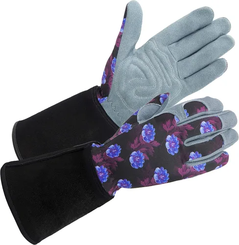 Vista 9 de SKYDEER Guantes de jardinería de piel de ciervo genuina para mujer, ultrasuaves y acolchados, ajuste cómodo para el trabajo (SD6611/M)