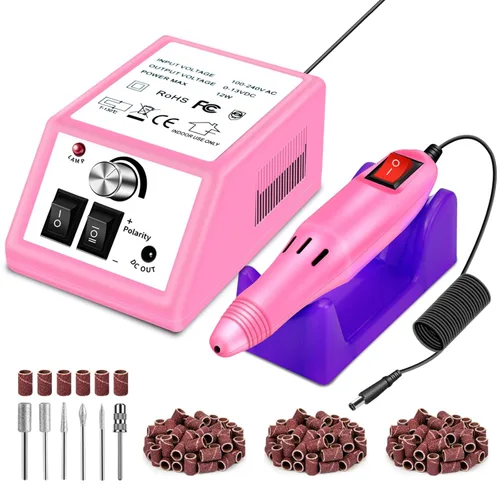 Vista 11 de LAVAED Kit de máquina de taladro de uñas eléctrico profesional, vibración de bajo ruido con brocas de uñas y bandas de lijado para taladro de uñas