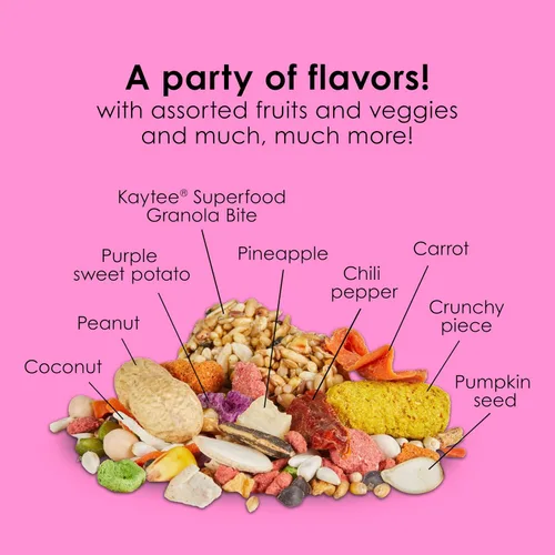 Vista 8 de Kaytee Fiesta Big Bites Small Parrot & Conure - Alimento nutritivo y divertido, apoya la piel, las plumas, la digestión, la salud del cerebro