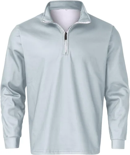 Vista 3 de Sudaderas tipo polos con forro polar para hombre, grandes y altas, con cremallera de un cuarto, ajuste holgado, para otoño e invierno