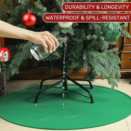 Vista 2 de Timgle Alfombrilla de silicona para árbol de Navidad de 28/35 pulgadas, 28 Protector de suelo resistente contra derrames, arañazos, almohadilla